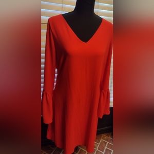 Worthington red dress sz 6 w tulip sleeves back zipper.